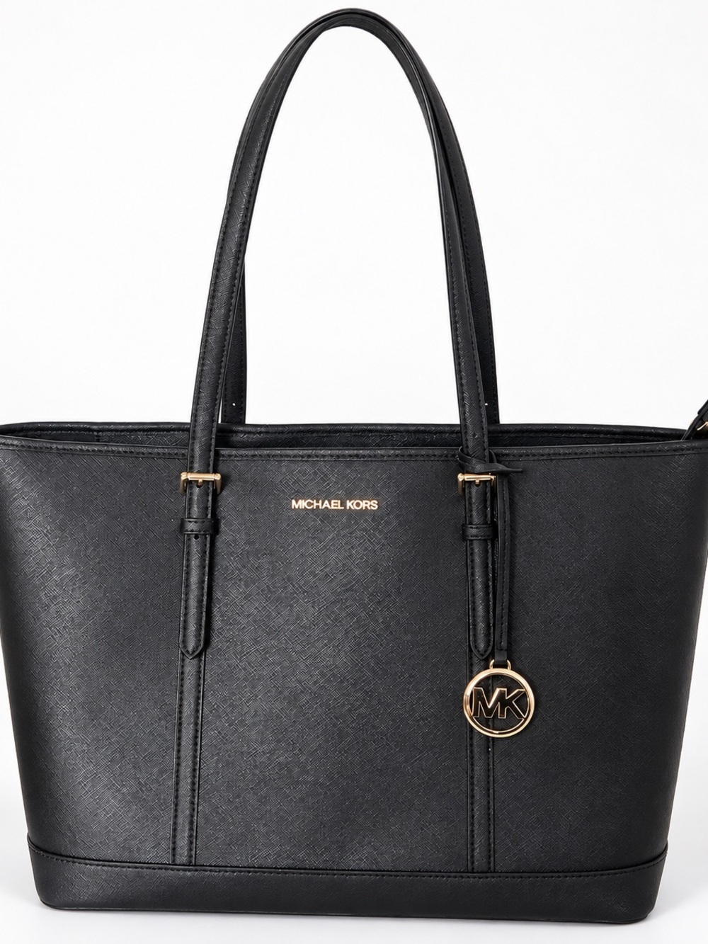 Michael Kors Black Saffiano Tote with Gold Accent